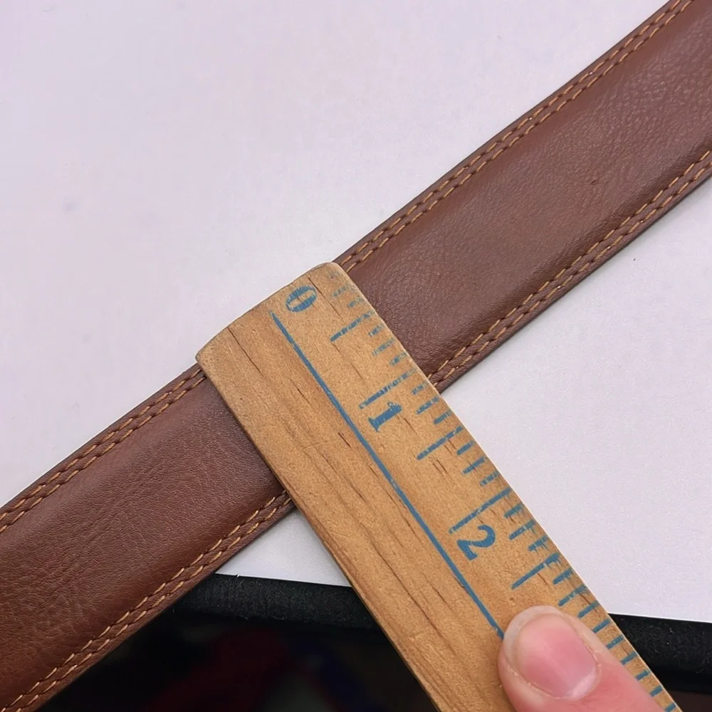 Mens Brown Faux Leather Belt Silver Buckle